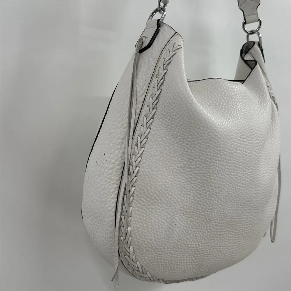 Rebecca Minkoff White Textured Leather Shoulder Hobo Bag